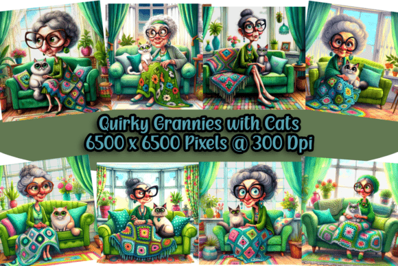 Download Comical Ladies and Their Feline Friends - Premium Bundle