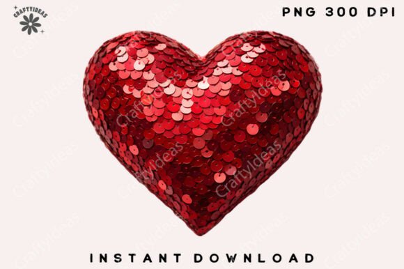 Download Glitter Valentine Red Sequin Heart Png - Premium Resources